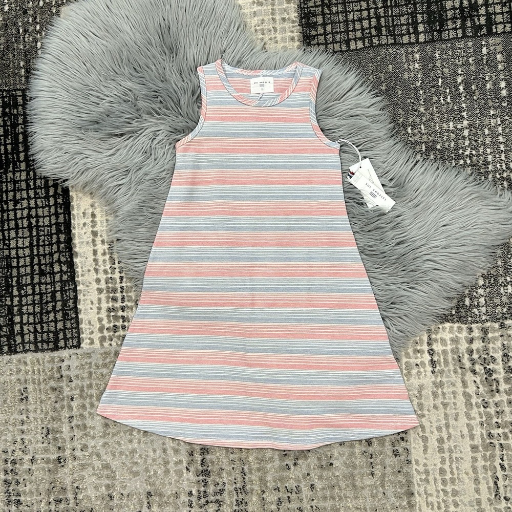 Sol‎ Angeles Girls Twill Red-White-Blue Striped Dress Size 10 NWT